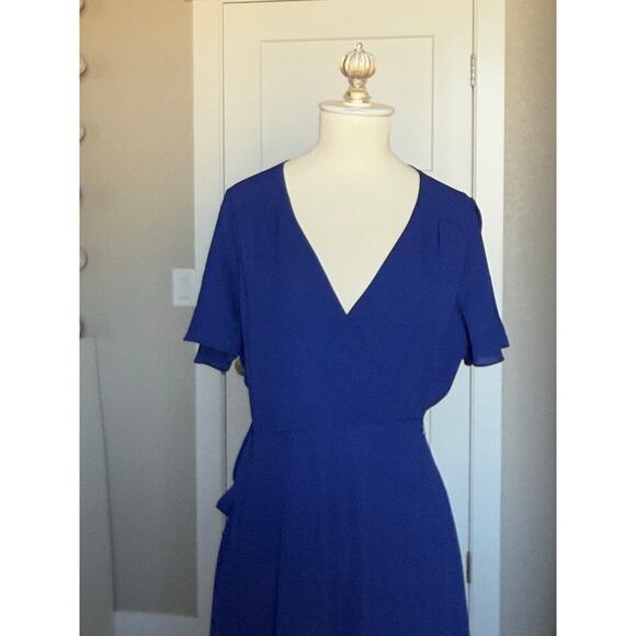 Lulus Rise to the Occasion Royal Blue Wrap Dress Midi Size M - Picture 6 of 9
